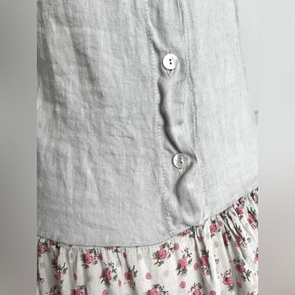 Made in Italy!  Linen bodice with flowered skirt and polka dot pockets! - Picture 11 of 14